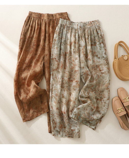 清涼舒適的苧麻休閒褲春夏復古透氣燈籠褲寬松顯瘦高端麻料褲子女23081303