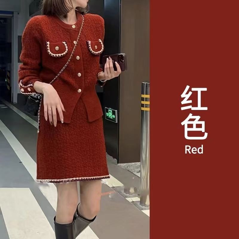 小香風針織套裝春秋顯瘦新款氣質兩件套高級感洋氣針織衫23102402