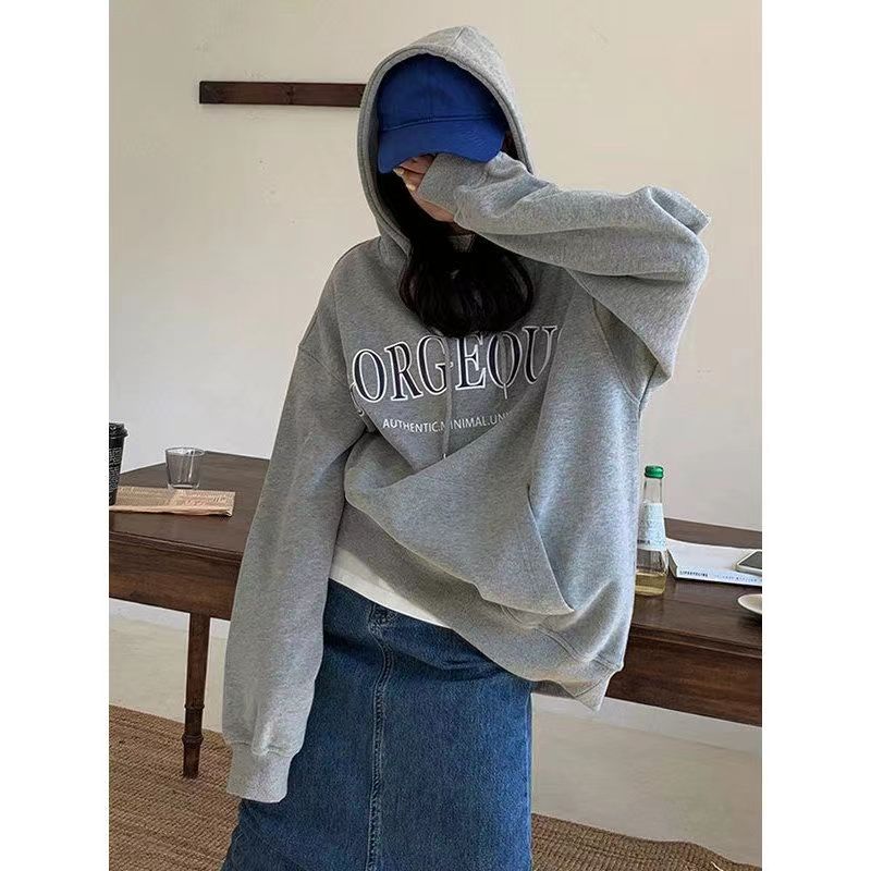 連帽純棉衛衣女oversize寬松大碼ins春秋外套上衣潮23121907