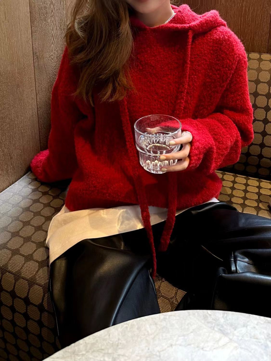 深冬裝搭配女新款本命年衣服聖誕戰袍紅色23122501