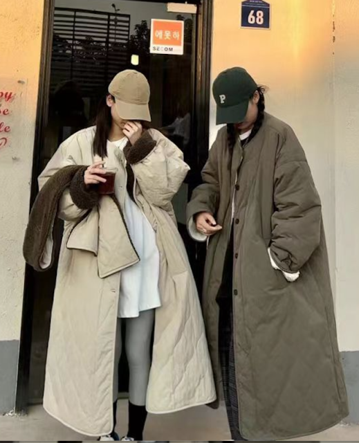 冬季韓版兩面穿羊羔毛棉服長款加厚保暖百搭棉襖外套送圍脖23122803