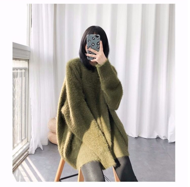 加厚毛衣女秋冬新款慵懶風韓版寬松套頭仿水貂絨中長款打底衫21112704