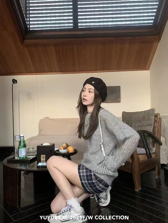 毛絨絨愛好者設計感馬海毛毛衣打底衫上衣日系慵懶復古24011201