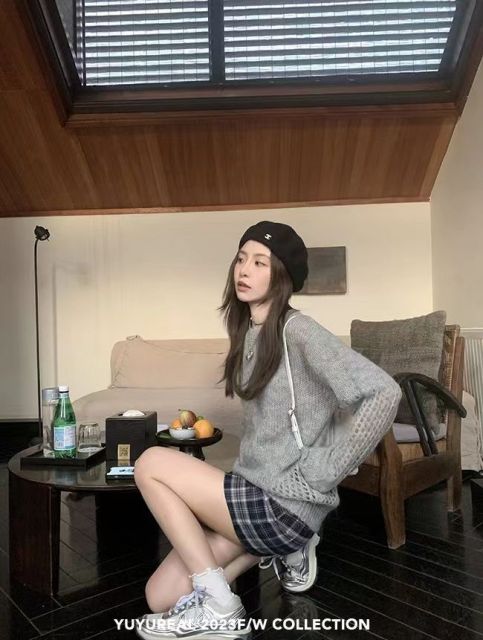 毛絨絨愛好者設計感馬海毛毛衣打底衫上衣日系慵懶復古24011201