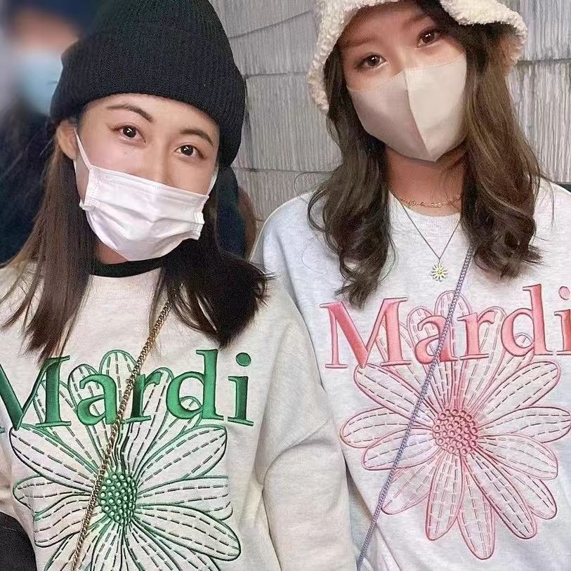 韓國潮牌mardi衛衣金高銀同款小雛菊寬松圓領上衣男女套頭長袖24011405