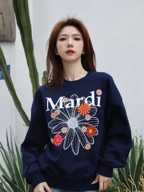 韓國潮牌mardi衛衣金高銀同款小雛菊寬松圓領上衣男女套頭長袖24011405