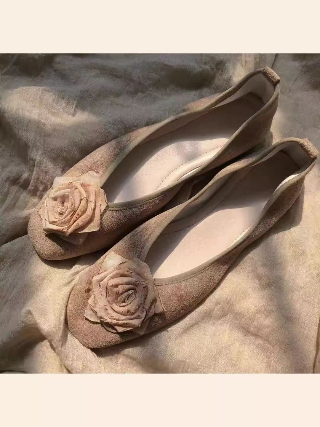 小眾設計玫瑰平底女鞋復古新中式鞋子中國風薔薇花芭蕾單鞋晚晚風24032103