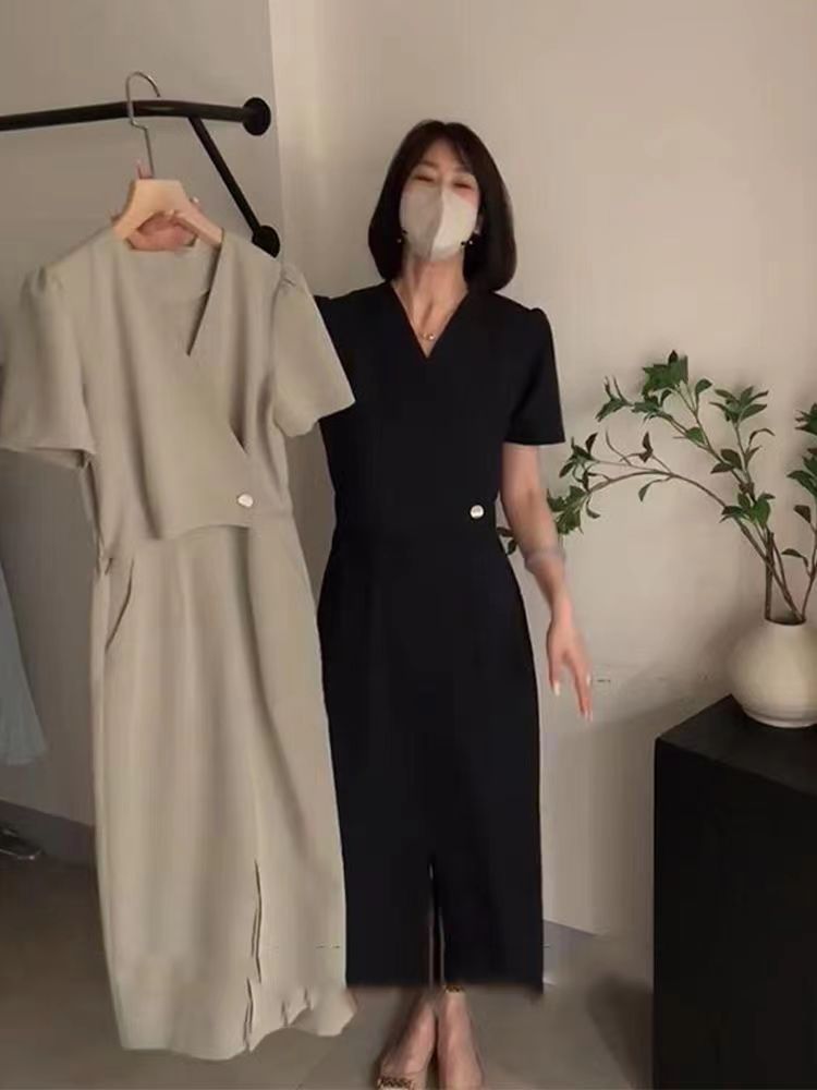 夏秋新法式御姐輕熟風氣質減齡連衣裙女收腰顯瘦百搭裙子潮24032404