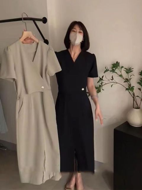 夏秋新法式御姐輕熟風氣質減齡連衣裙女收腰顯瘦百搭裙子潮24032404