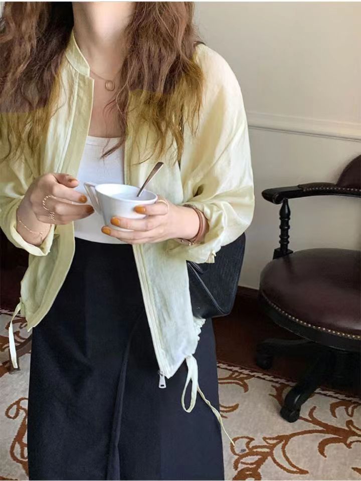 防曬衣外套女春夏輕薄款時尚小個子透氣短款開衫上衣大碼立領夾克24040203