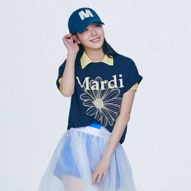 韓國Mardi高金銀同款花朵印花短袖t恤女新款上衣百搭寬松純棉短袖24040801