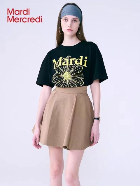 韓國Mardi高金銀同款花朵印花短袖t恤女新款上衣百搭寬松純棉短袖24040801