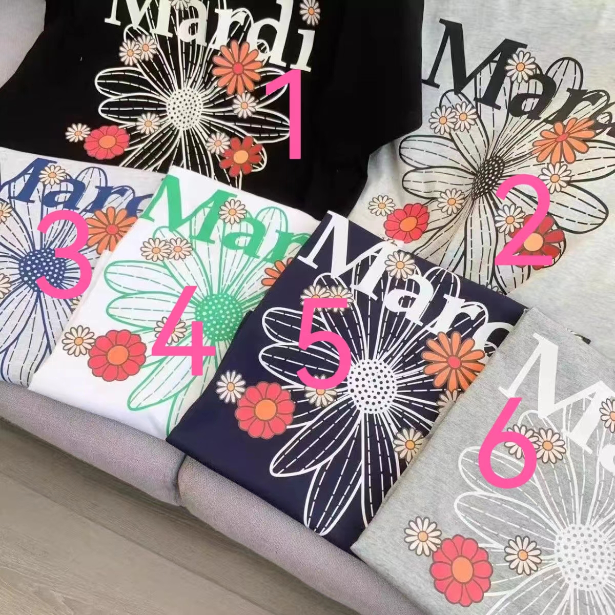 韓國Mardi高金銀同款花朵印花短袖t恤女新款上衣百搭寬松純棉短袖24040801