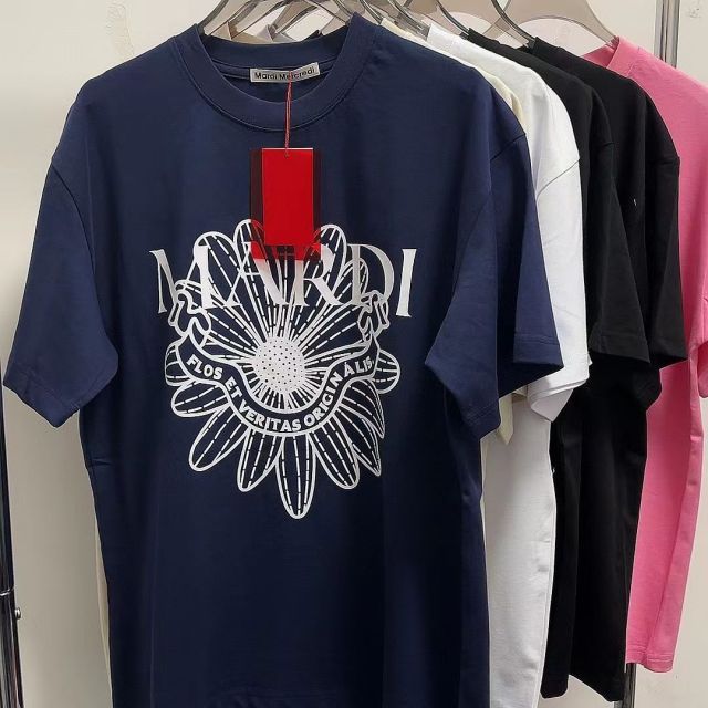 韓國Mardi高金銀同款花朵印花短袖t恤女新款上衣百搭寬松純棉短袖24040801