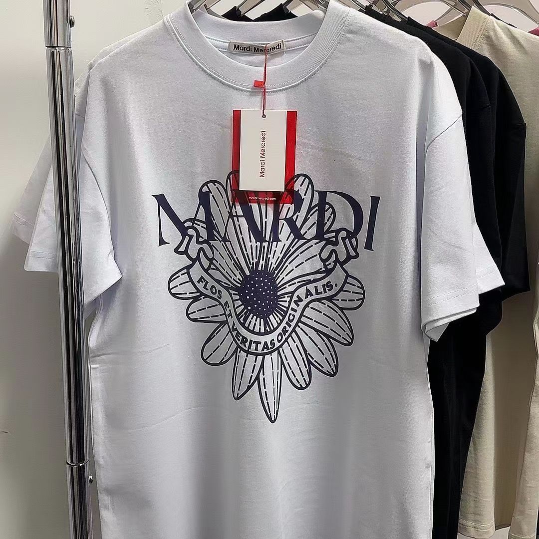 韓國Mardi高金銀同款花朵印花短袖t恤女新款上衣百搭寬松純棉短袖24040801
