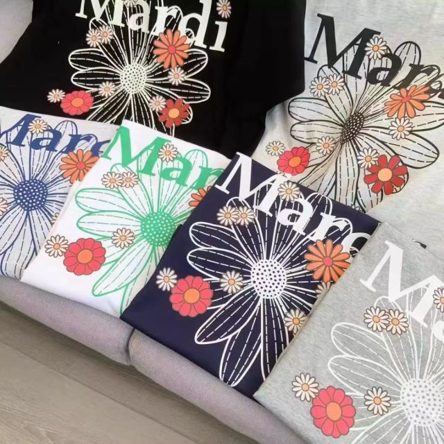 韓國Mardi高金銀同款花朵印花短袖t恤女新款上衣百搭寬松純棉短袖24040801