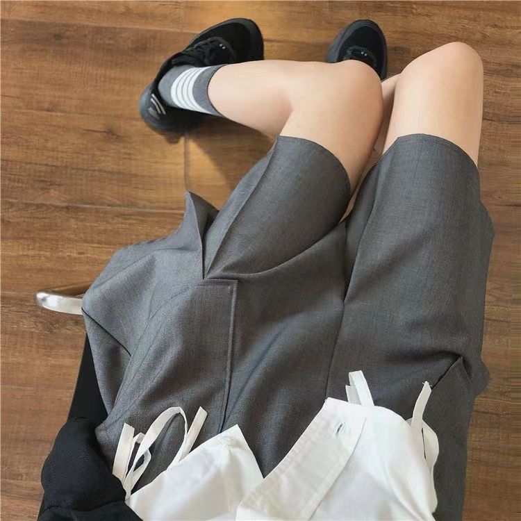 夏季動感網球少女韓版高腰顯瘦雙貼袋開衩壓褶半身裙A字短裙24041105