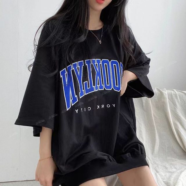 字母短袖T恤女oversize衛衣夏季薄款新款韓版高街情侶炸街24042807