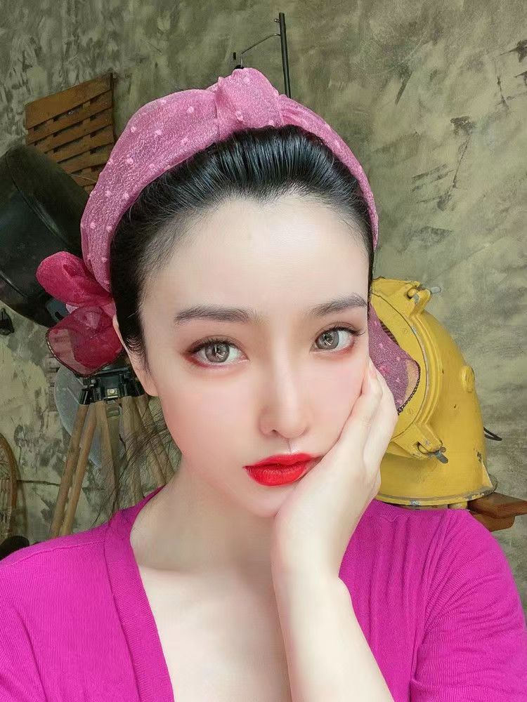 韓國R&U法式復古花苞飄帶發卡波點紗頭箍超仙女人味發飾蝴蝶結髮箍24043007