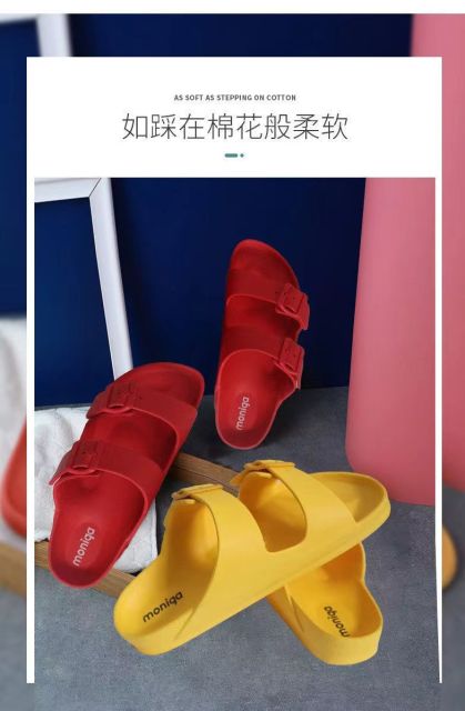 泰國進口moniga夏季新款eva軟底舒適透氣青年情侶韓版平底涼拖24051407