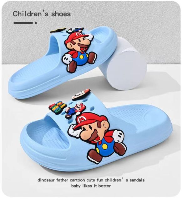 馬里奧男童拖鞋兒童防滑軟底大童寶寶新款室內家居外穿男孩涼拖鞋24052410