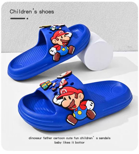 馬里奧男童拖鞋兒童防滑軟底大童寶寶新款室內家居外穿男孩涼拖鞋24052410