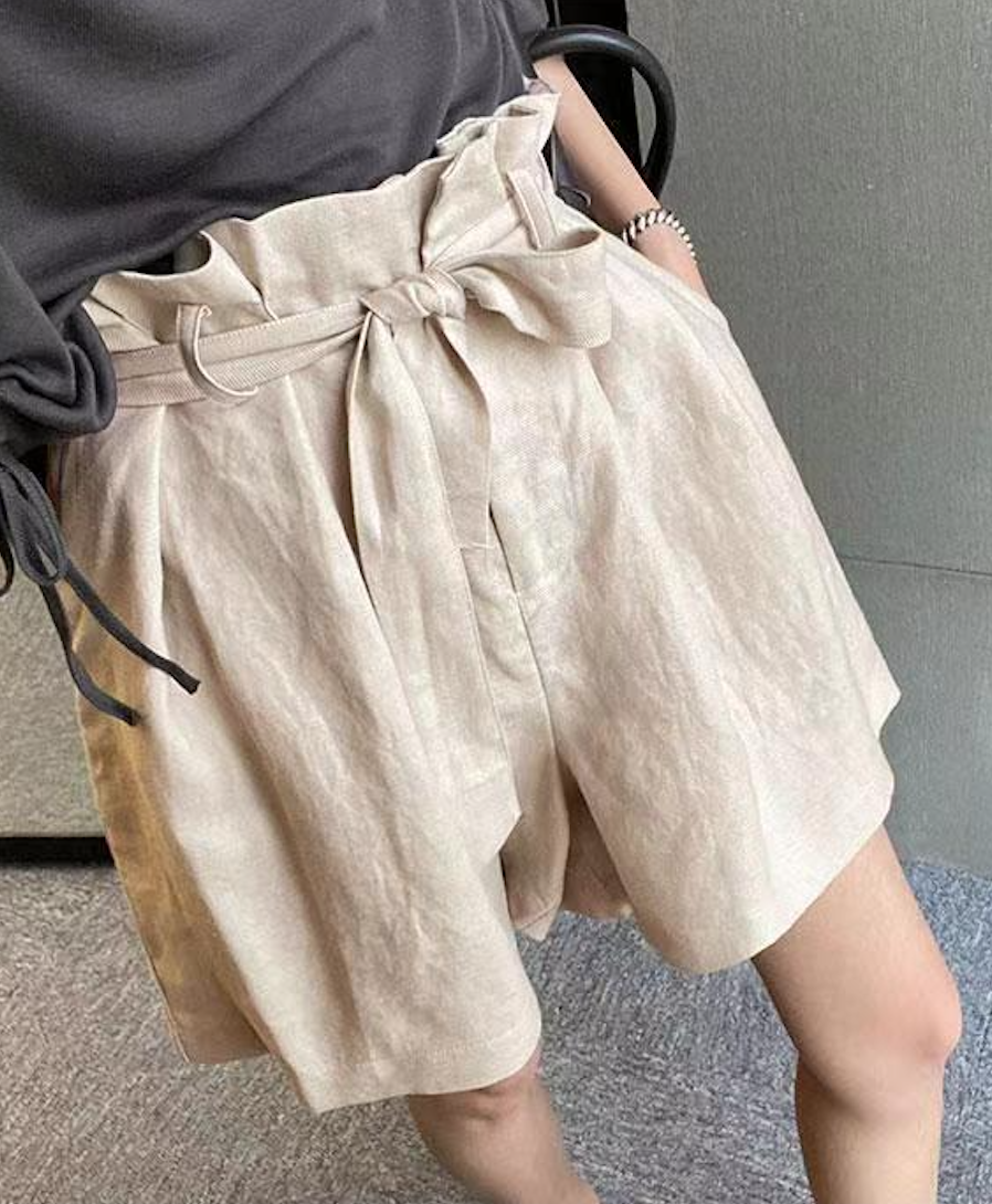 夏季時尚洋氣休閒短褲女薄款五分闊腿褲寬松顯瘦百搭花苞褲潮24060703