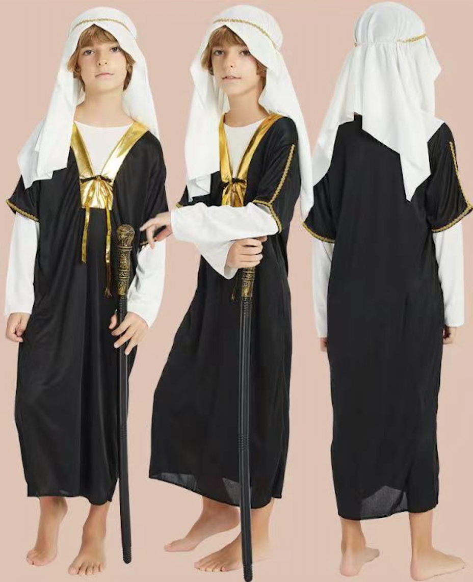 兒童阿聯酋迪拜土豪金鍊子阿拉伯服裝王子衣服COS卡塔爾長袍裝24061105