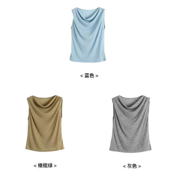基礎款蕩領無袖純色百搭T恤夏季款簡約外穿背心上衣24061707