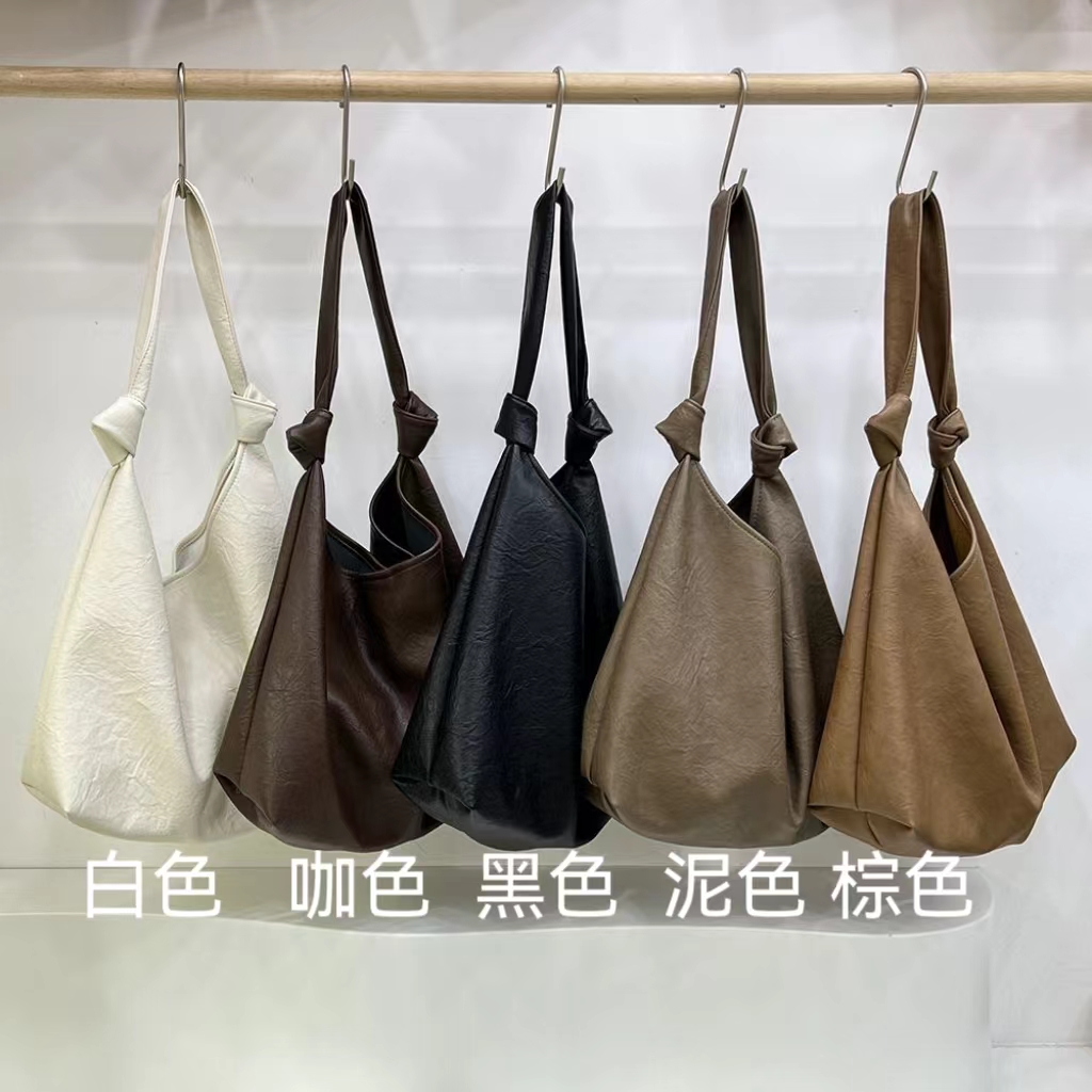 韓國大容量軟皮腋下包通勤百搭手提包簡約單肩購物袋托特包24062905