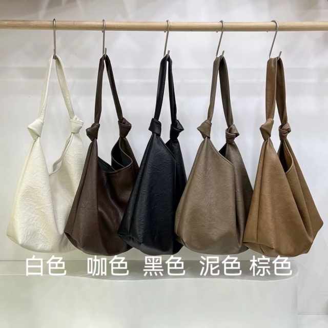 韓國大容量軟皮腋下包通勤百搭手提包簡約單肩購物袋托特包24062905