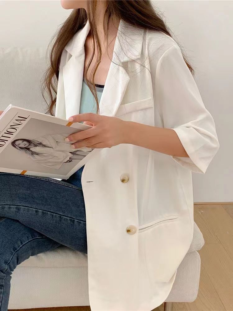 夏季短袖女西裝外套小個子薄款高級感休閒時尚設計感百搭新款上衣24070807