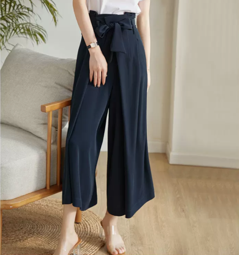 現貨國際大牌剪標余單尾單女裝花苞高腰系帶寬松九分褲女23032806