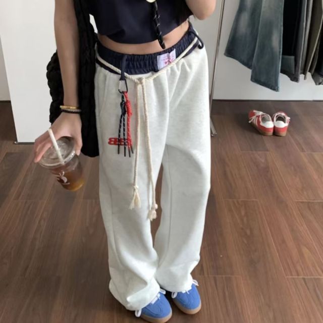 韓版秋季新款美式街舞嘻哈運動衛褲男女同款直筒百搭休閒褲潮24083005