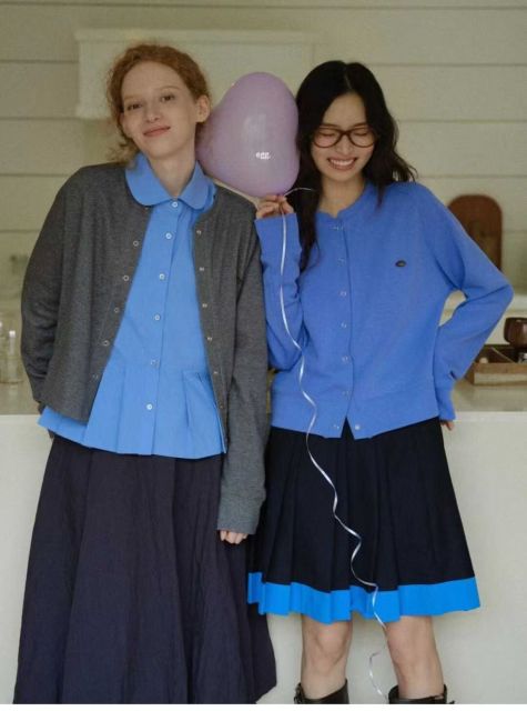 韓版暗扣新款早秋ins韓系女士新款休閒百搭長袖圓領開衫240914053