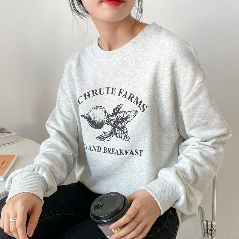 衛衣女春秋款春秋新款韓版蘿蔔字母印花純棉外套寬松大碼上衣24092104