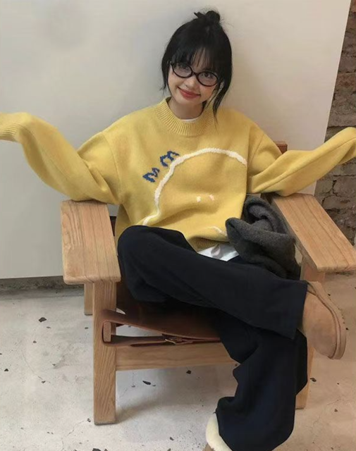 奶fufu軟糯拼接毛衣女秋冬新款高級感慵懶百搭通勤韓版針織上衣24103105