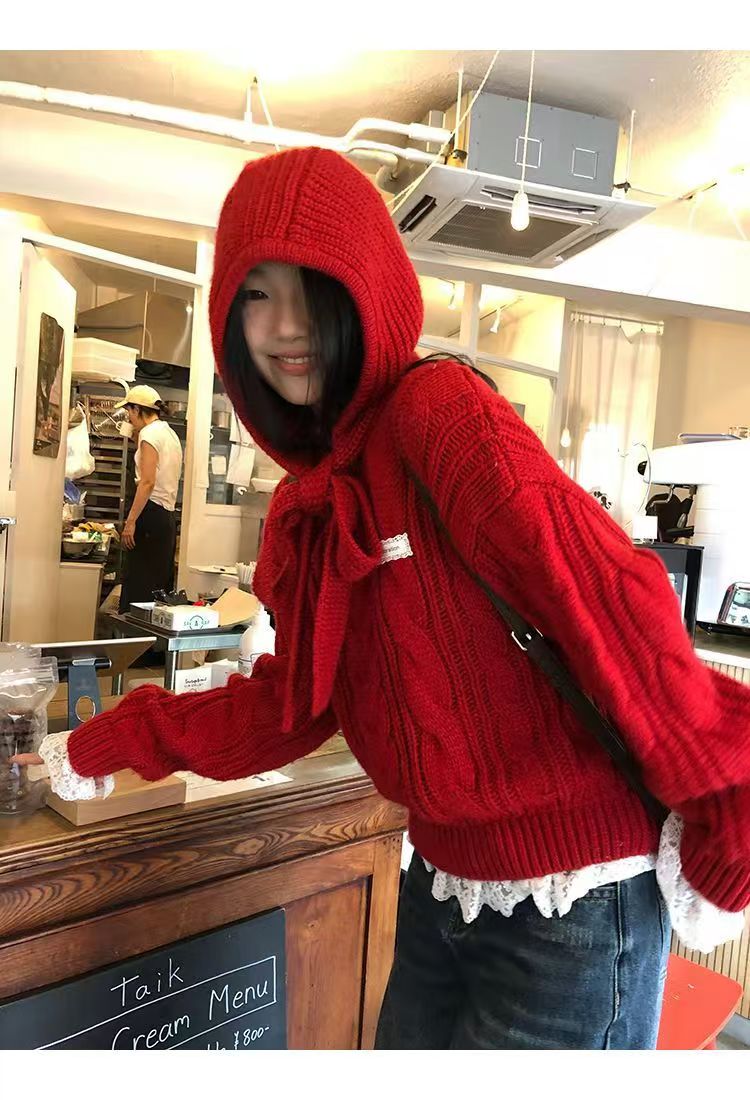 慵懶毛衣套頭秋冬新款高級兩件套寬松麻花針織衫上衣24110602