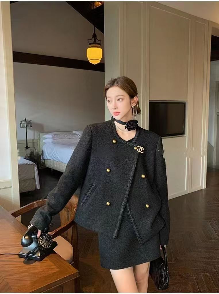 春秋搭配整套小香風套裝名媛輕奢高檔女主高級感半身裙兩件套女24111302