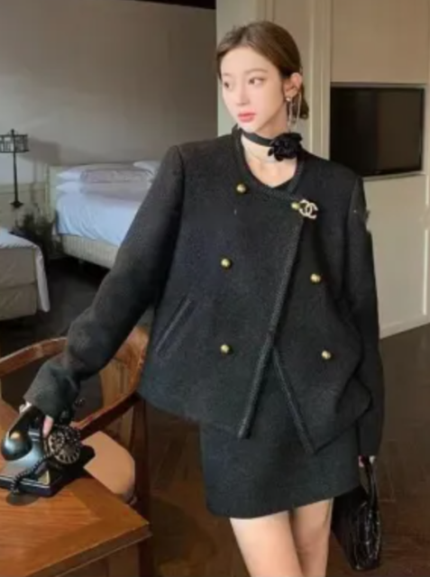 春秋搭配整套小香風套裝名媛輕奢高檔女主高級感半身裙兩件套女24111302