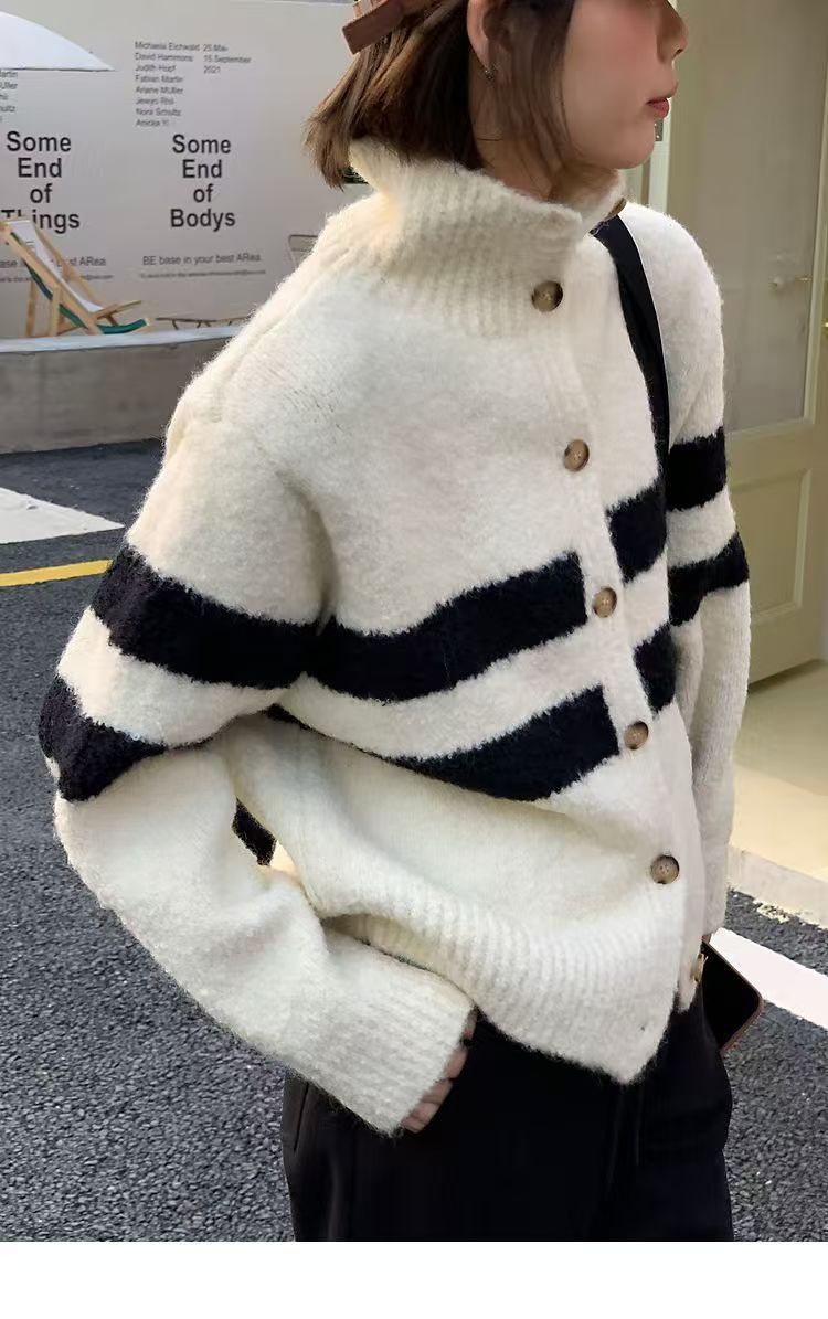 韓版毛毛絨新款冬季穿搭高級感休閒套裝灰色針織衫24112002