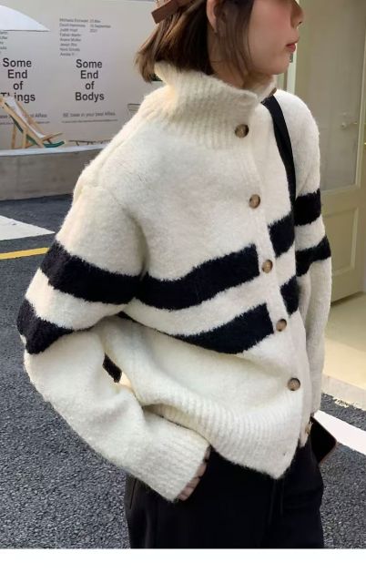 韓版毛毛絨新款冬季穿搭高級感休閒套裝灰色針織衫24112002