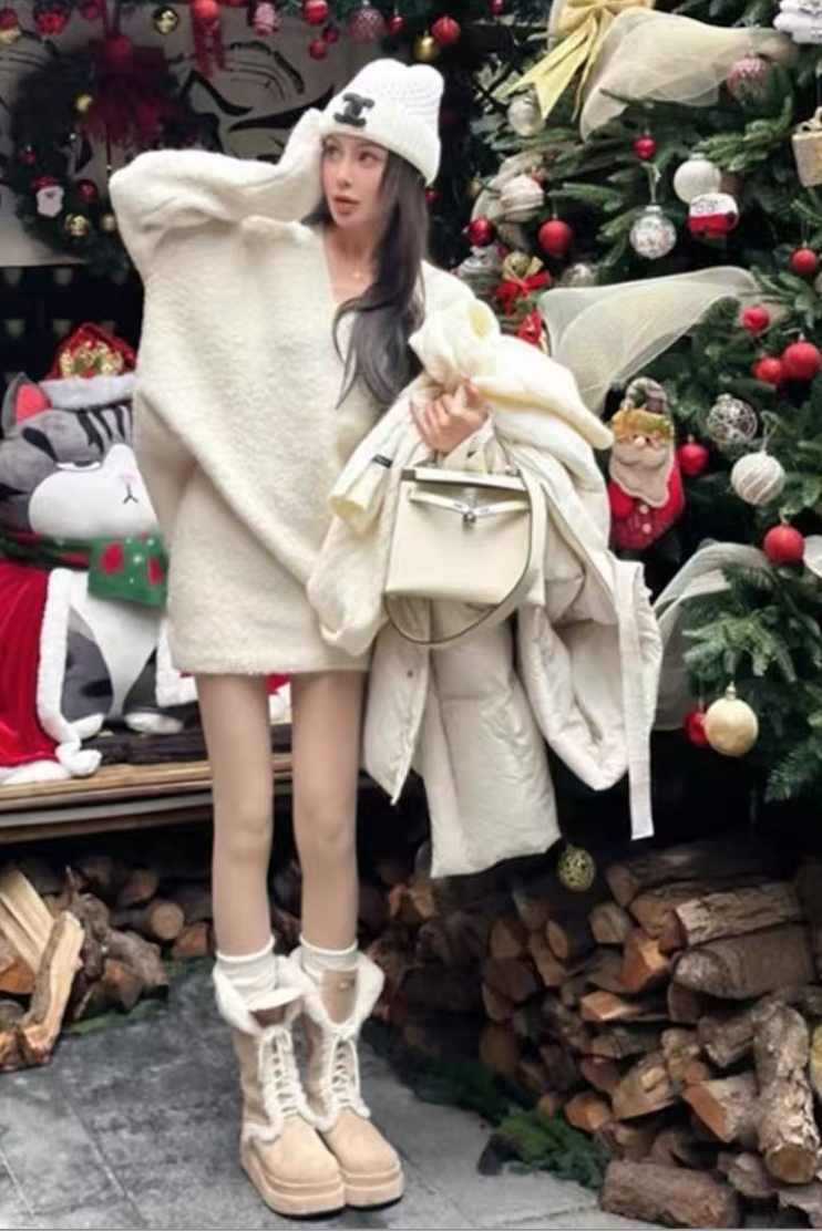 入秋搭配韓系穿搭一整套秋冬季女裝慵懶風毛衣包臀半身裙兩件套裝24121501