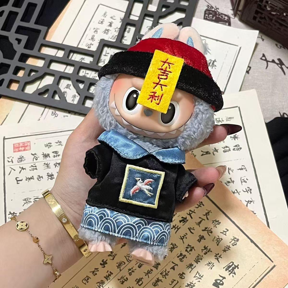 僵尸拉布布娃衣labubu搪膠玩偶17cm娃娃換裝泡泡瑪特公仔換裝玩偶25010803