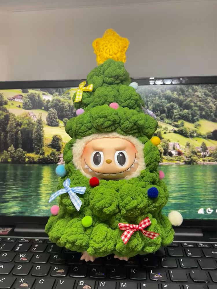 圣诞树拉布布娃衣labubu搪膠玩偶17cm娃娃換裝泡泡瑪特公仔換裝玩偶25010807