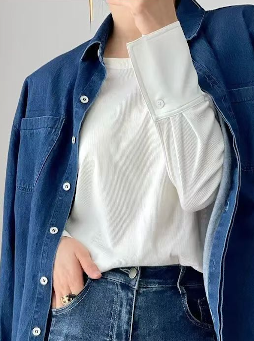 韓版百搭高級氣質小眾通勤簡約四季可穿打底T恤襯衫女裝新款長袖拼接上衣25012501