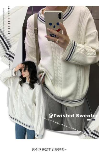 韓版軟糯韓系溫柔毛衣女秋冬寬松甜美外穿復古小眾上衣慵懶高級感厚實25021201