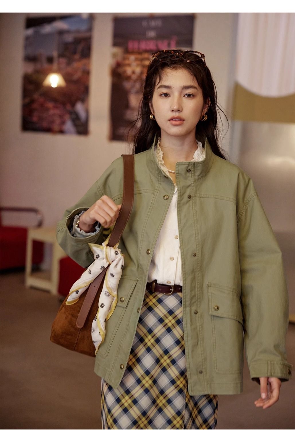 韓版solighter法式復古立領寬松工裝夾克外套女春季225030303
