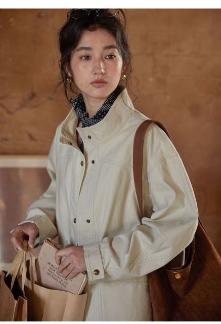 韓版solighter法式復古立領寬松工裝夾克外套女春季225030303