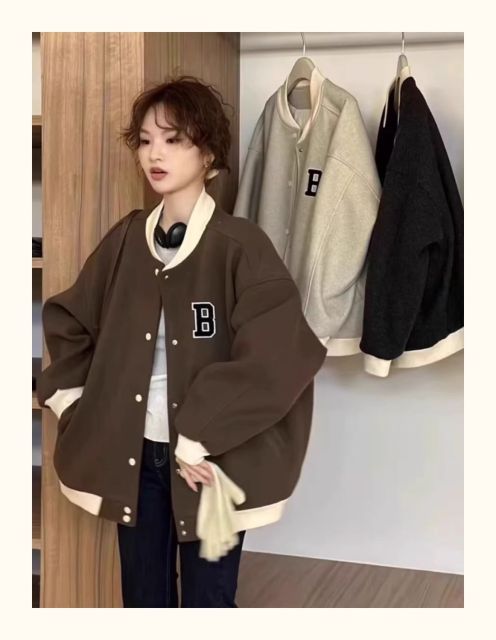韓版休閒刺繡夾克棒球服棉衣減齡時尚拼接撞色開衫外套225030306
